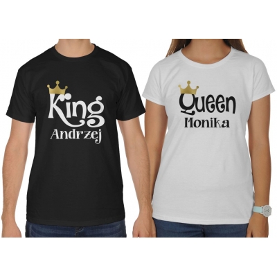 Koszulki dla par zakochanych komplet 2 szt King Queen 5